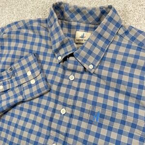 Johnnie-O Button Down Shirt Mens Large Blue Gingham Hangin' Out Stretch L
